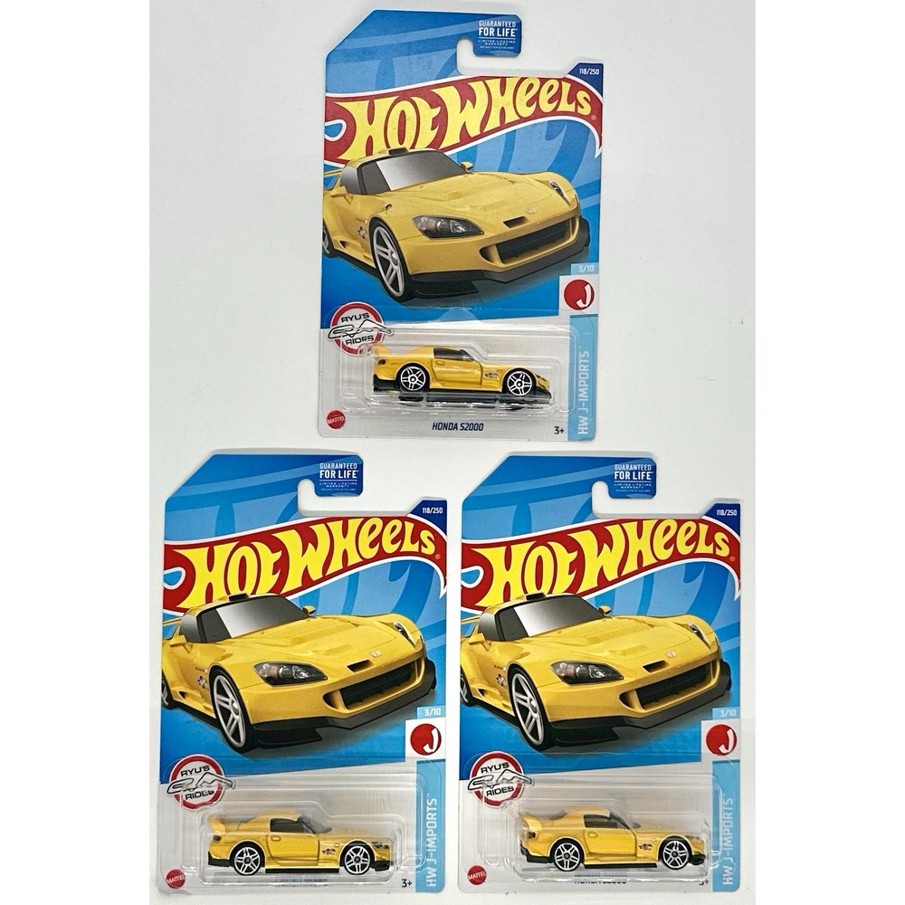 Hot Wheels Honda S2000 Yellow Lot of 3 HW J-Imports JDM 118/250 1:64 Sealed